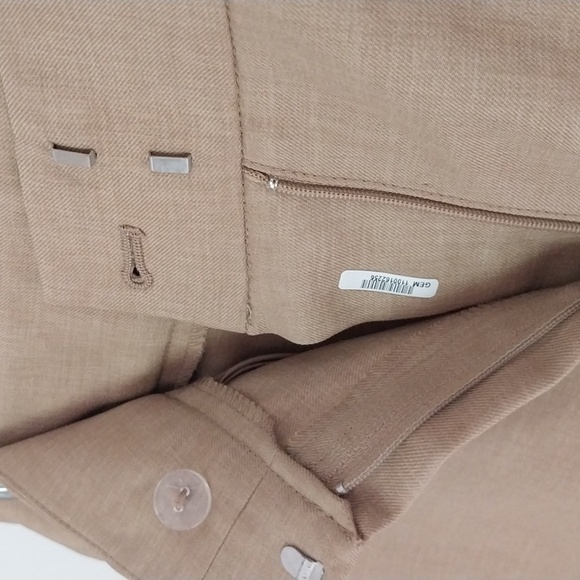 NINE WEST Pant Suit Wide Straight Leg CAMEL One Lapel Ruffle Classy Lady Size 8 - Picture 9 of 16